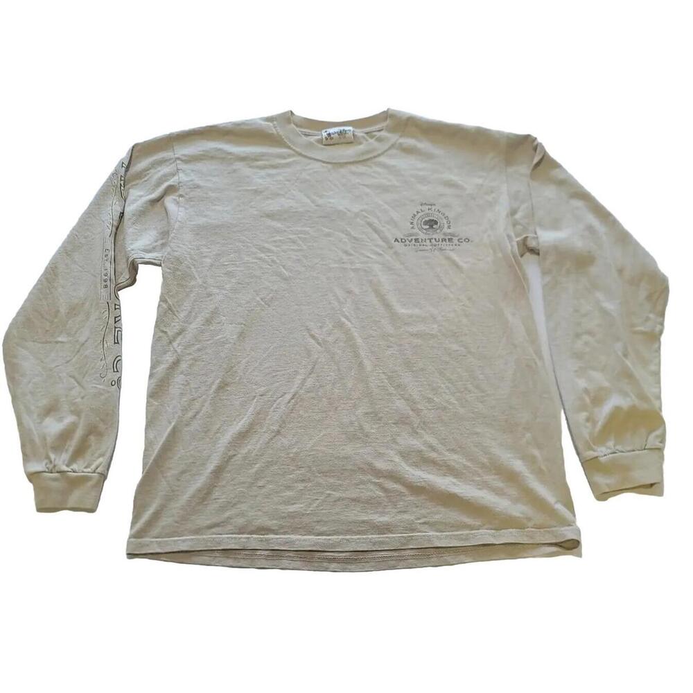 VTG Disney World Parks Animal Kingdom Long Sleeve Shirt Adventure Co Est 1998 L